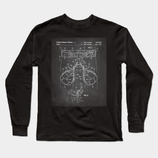 Rock Climbing Harness Patent - Rock Climber Art - Black Chalkboard Long Sleeve T-Shirt